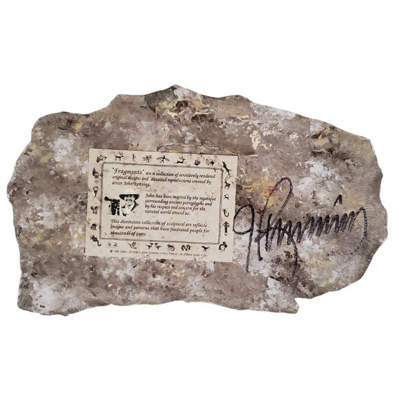 John Running Native American Wall Art Signed Cast Paper Petroglyph Rider Horse - Picture 6 of 8